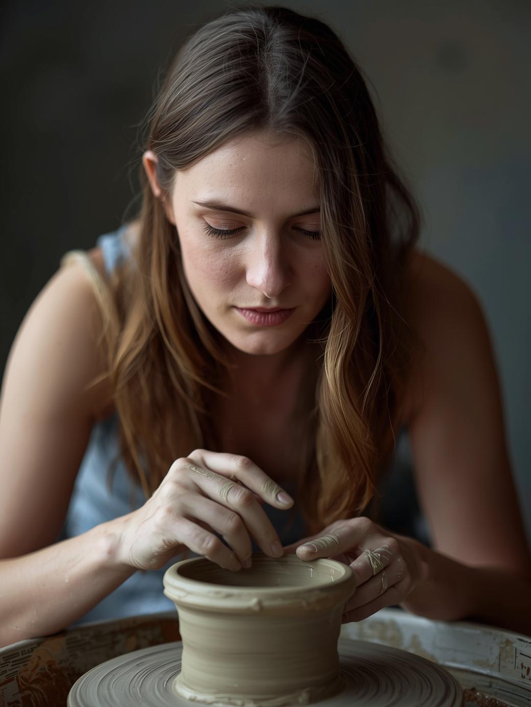 Emma Wilson working with clay